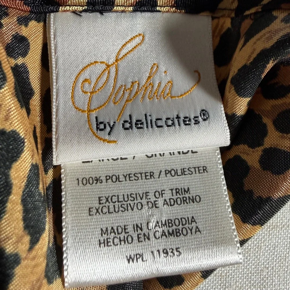 Vintage Sophia by Delicates 90s Leopard Satin Slip Dress Mob Wife Low Back Large - Picture 9 of 14